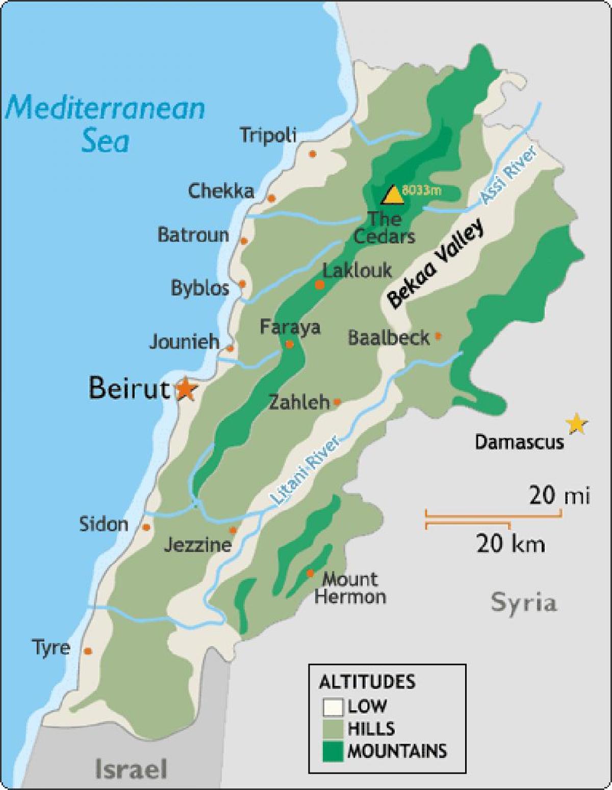 карта Либана климе