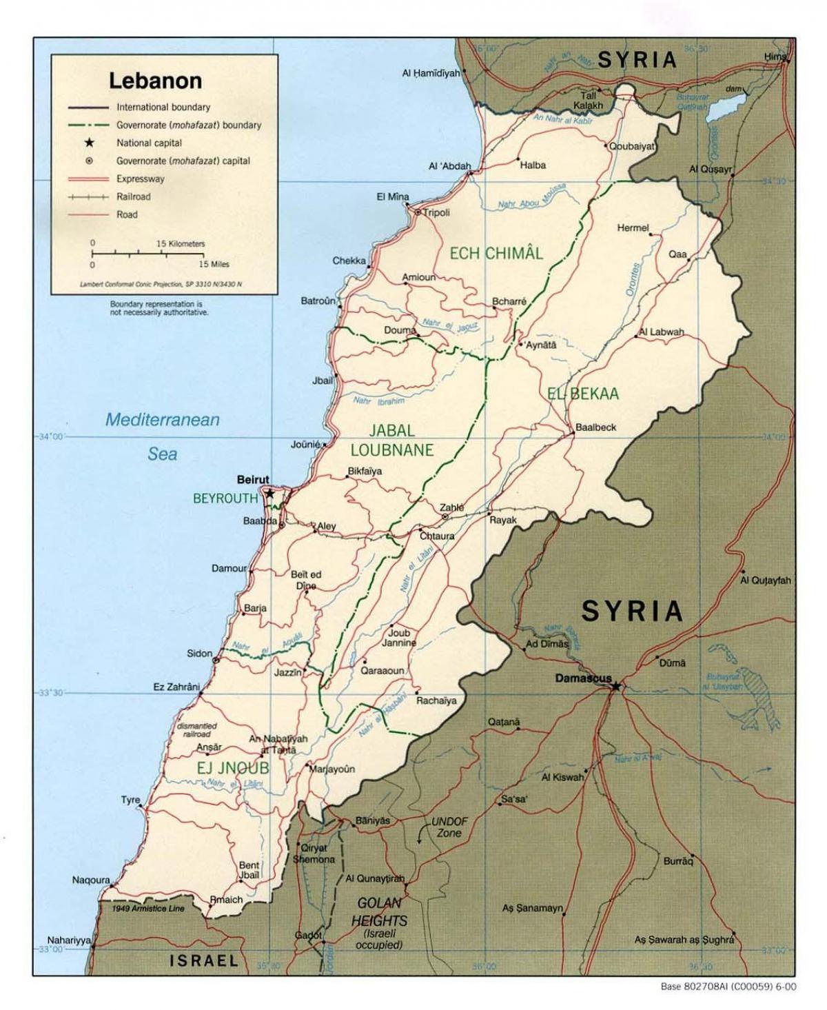 карта Либана