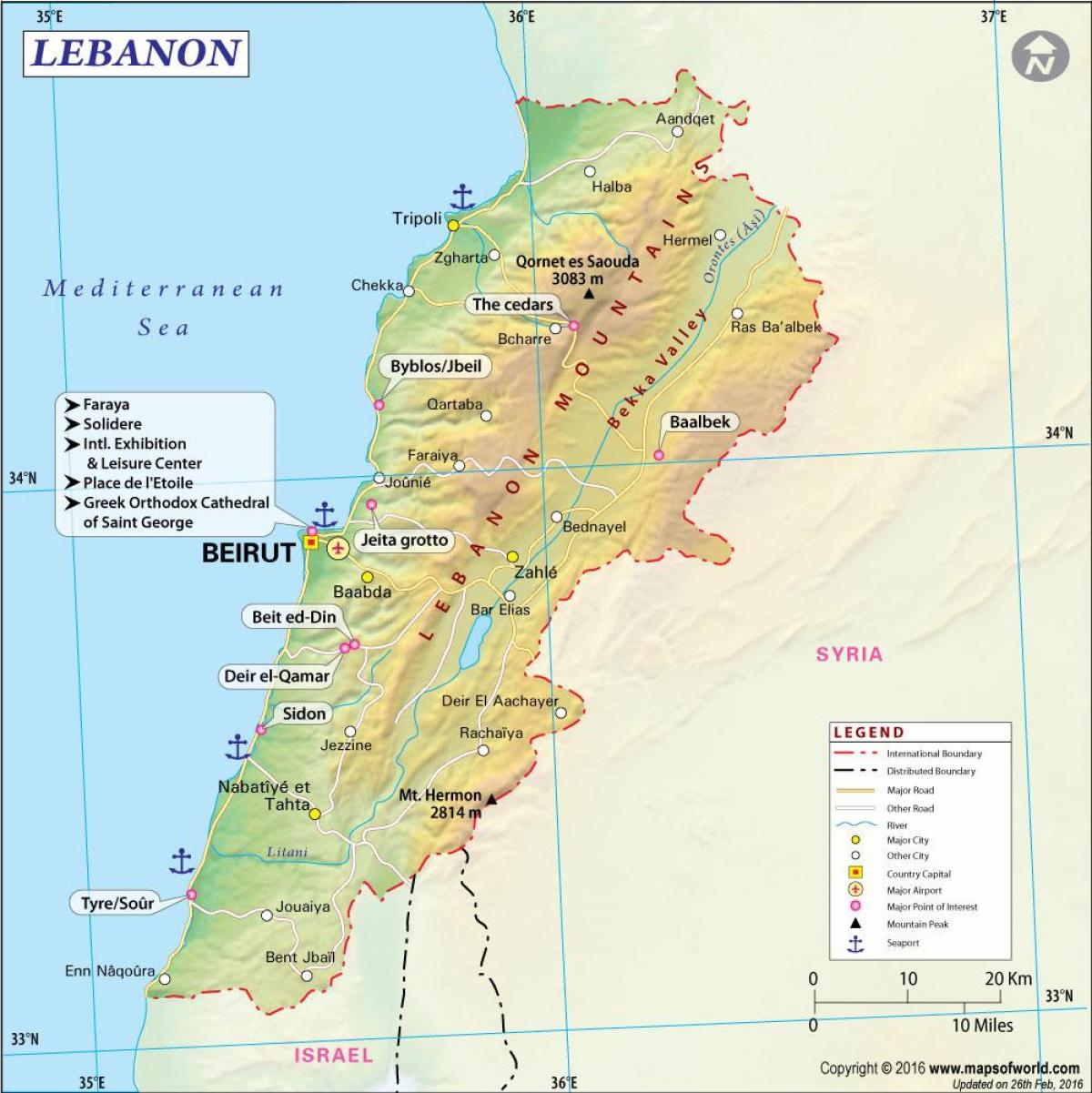карта древног Либана