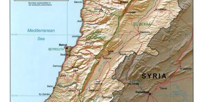 Карта Либана топографске